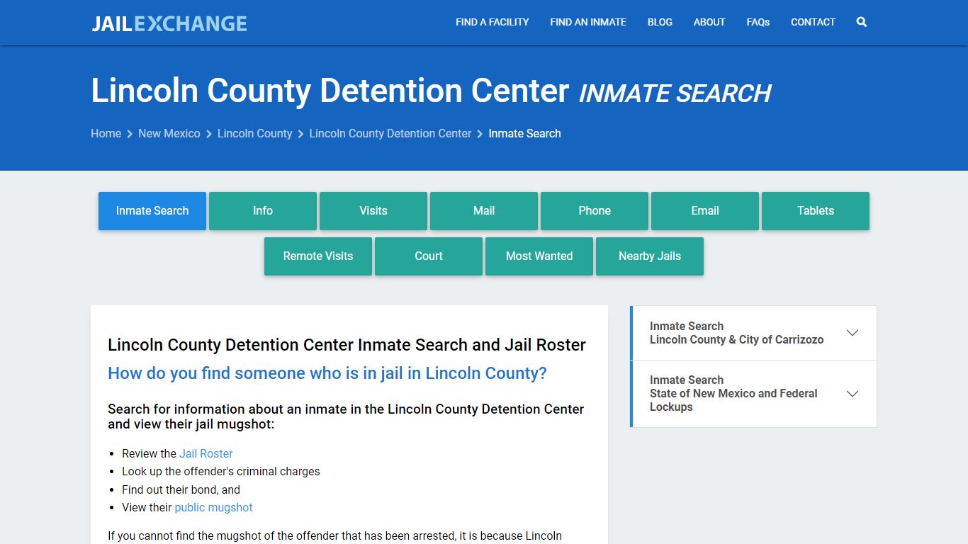Lincoln County Detention Center Inmate Search - Jail Exchange